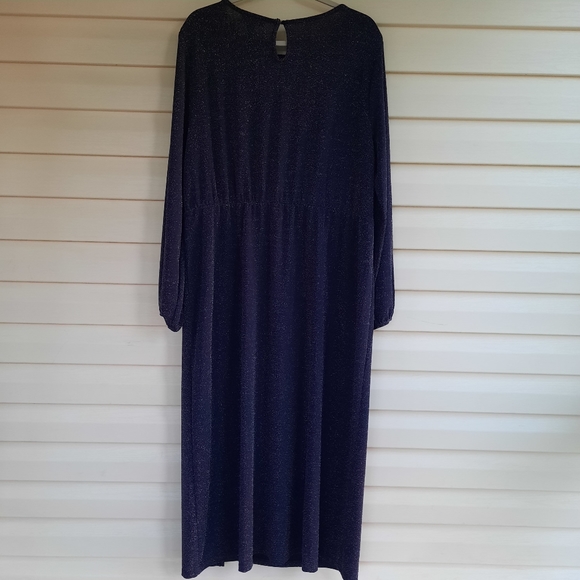 New Look Curves Navy Blue Shimmer Silver Metallic Womens Maxi Dress Plus Size 20 - Picture 2 of 13